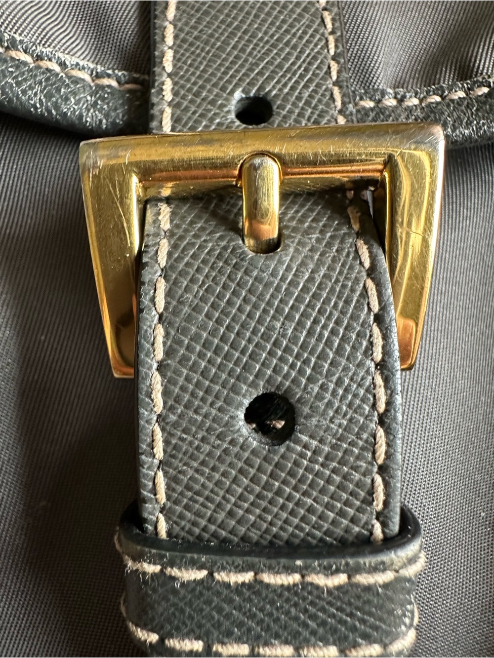 Prada Gray Nylon Drawstring Backpack with Gold Hardware - Picture 12 of 16